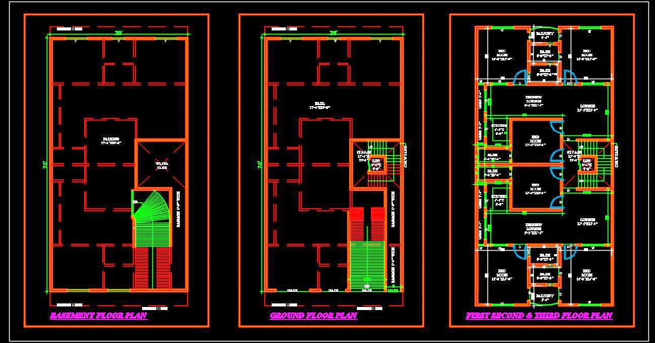 Commercial & Residential Building DWG 40'x70' Layout